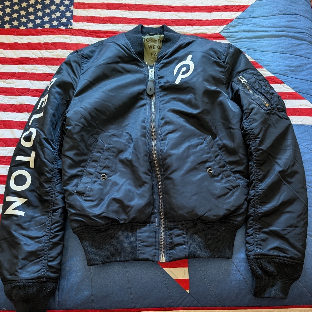 Peloton Black Bomber Jacket with Zipper Closure and Elasticized Cuffs
